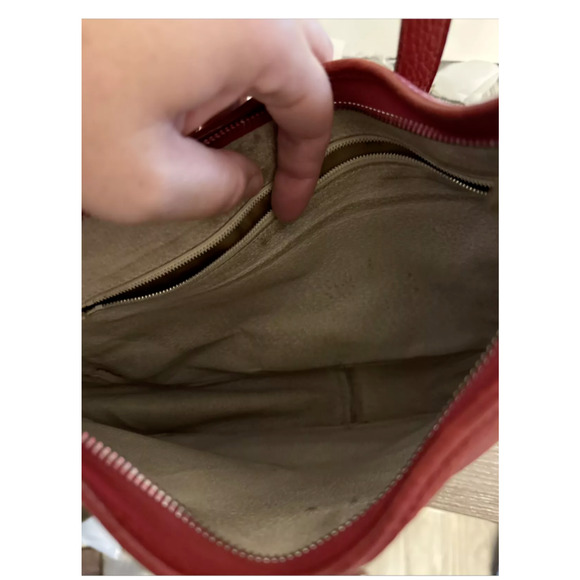 Classic Tote Bag Bordeaux Red Leather Shoulder Purse French Custom Gold Accent - Picture 16 of 16